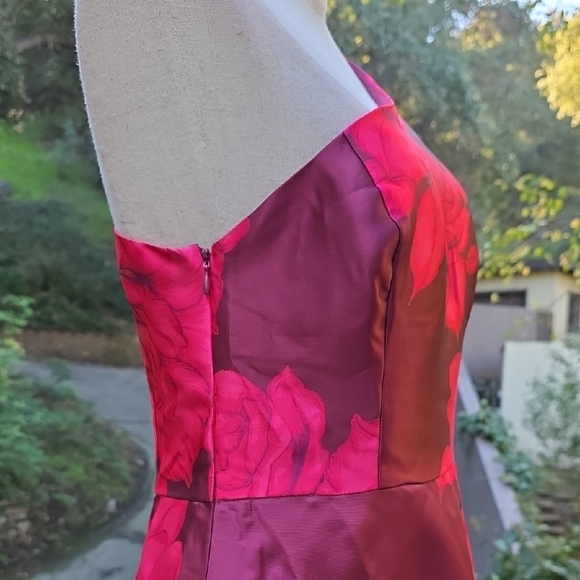 NWOT $250 BOSTON PROPER ONE SHOULDER ROSE PRINT GOWN DRESS IN PINK MULTI SIZE 10 - Picture 7 of 9